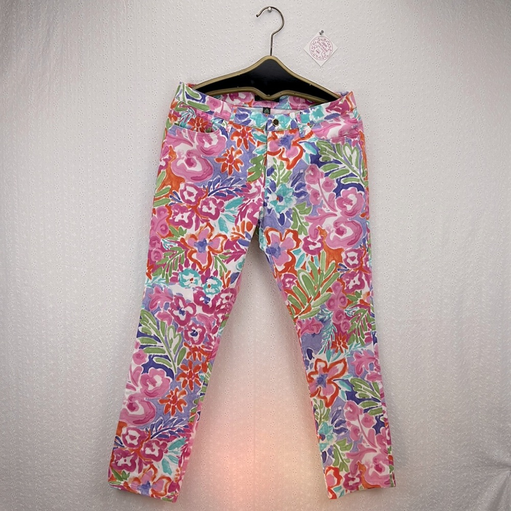 Ralph Lauren Floral Pants Women’s Size 12 Straight Legged pop